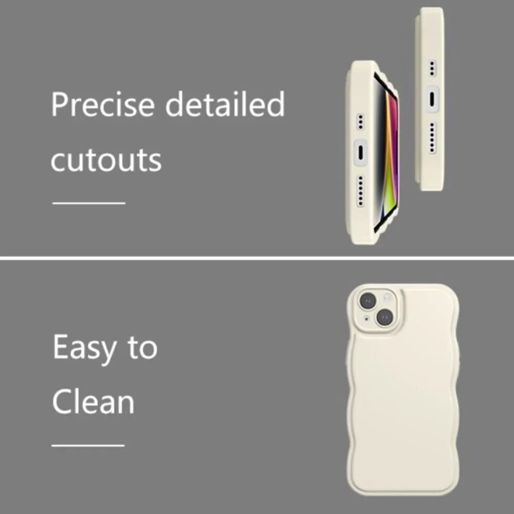 Fabspark iPhone 16 Phone Case BLACK Soft Silicone Simple Wave Design Wavy Cover